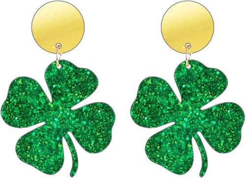 St. Patrick's Day Earrings for Women,Irish Shamrock Acrylic Dangle Earrings, Green Hat Clover Horseshoe Drop Earrings for Irish Festival